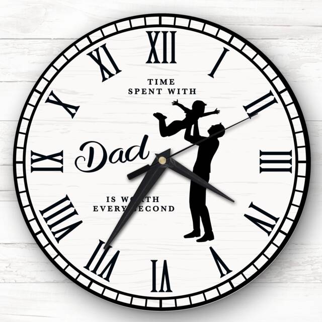 Father Lifting Son Silhouette Personalised Gift Clock - image 1