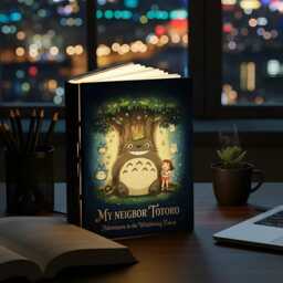 My Neighbor Totoro Book Lamp, Ghibli Decor, Fantasy Room Decor, Wood Lights, Folding Led Light Book - thumbnail 2