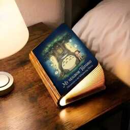 My Neighbor Totoro Book Lamp, Ghibli Decor, Fantasy Room Decor, Wood Lights, Folding Led Light Book - thumbnail 3