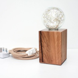 "Contemporary/Industrial Retro Oak Table Desk Lamp With Led Bulb & ""Old Rope" - thumbnail 3