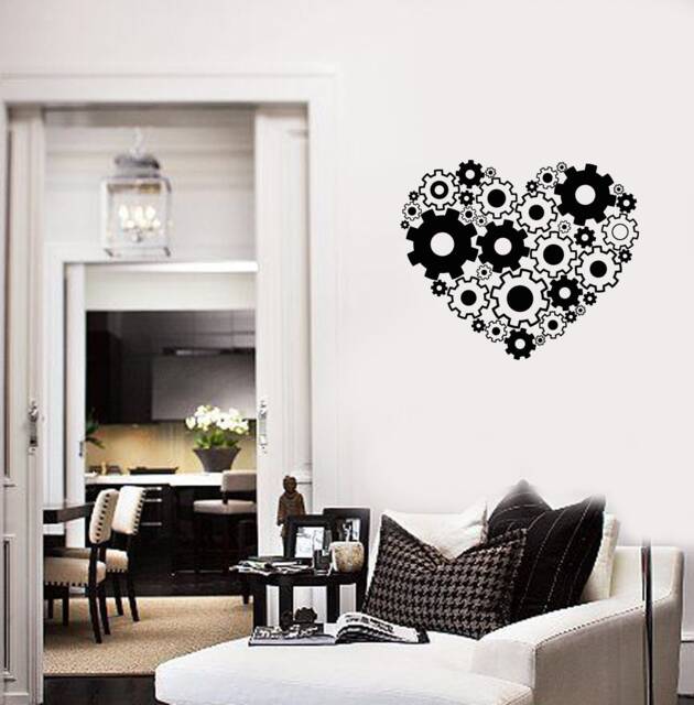 Mechanical Heart Vinyl Wall Decal Steampunk Gears Garage Stickers Mural - #2772Di - image 1
