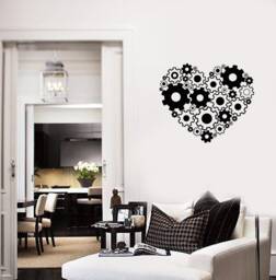Mechanical Heart Vinyl Wall Decal Steampunk Gears Garage Stickers Mural - #2772Di - thumbnail 1