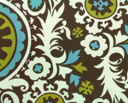 New 18x18 Inch Designer Handmade Pillow Case. Suzani Print in Brown, Blue & Chartreuse - thumbnail 1