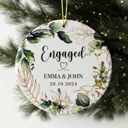 Personalized Engaged Christmas Ornament First Ceramic Bauble - thumbnail 4