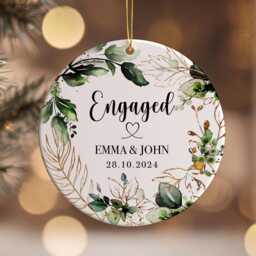 Personalized Engaged Christmas Ornament First Ceramic Bauble - thumbnail 1