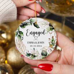Personalized Engaged Christmas Ornament First Ceramic Bauble - thumbnail 3