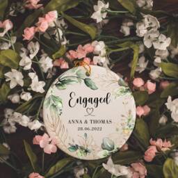Personalized Engaged Christmas Ornament First Ceramic Bauble - thumbnail 2