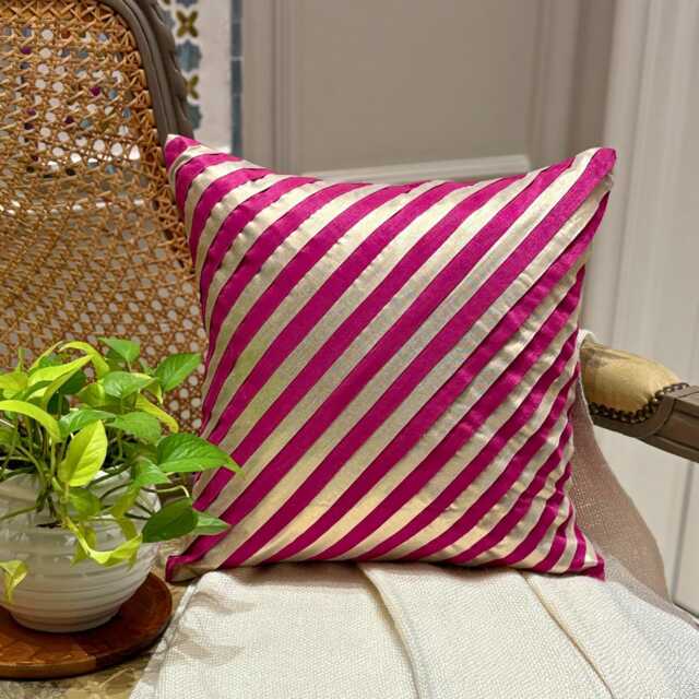 "Art Silk Fuchsia Pink Throw Cushion 16""x16" - image 1