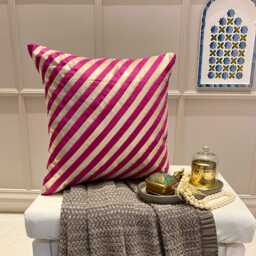 "Art Silk Fuchsia Pink Throw Cushion 16""x16" - thumbnail 2