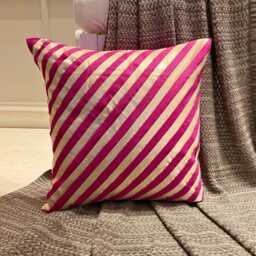 "Art Silk Fuchsia Pink Throw Cushion 16""x16" - thumbnail 3