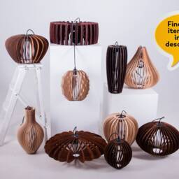 Wood Pendant Light Shade, Ceiling Light, Wooden Lamp Hanging Chandelier Lighting Modern, Chandelier Round - thumbnail 4