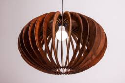 Wood Pendant Light Shade, Ceiling Light, Wooden Lamp Hanging Chandelier Lighting Modern, Chandelier Round - thumbnail 1