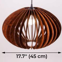 Wood Pendant Light Shade, Ceiling Light, Wooden Lamp Hanging Chandelier Lighting Modern, Chandelier Round - thumbnail 2