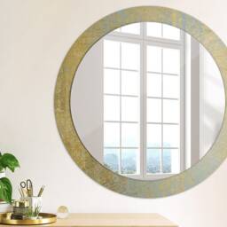 Golden Foil Texture, Gray, Round Mirror Frame, Glass Wall Art, High Quality Print - thumbnail 3