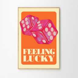 Feeling Lucky Pink Dice Art Canvas Poster, Trendy Wall Art, Apartment Aesthetic Decor, Retro Home Printed Gift - thumbnail 2