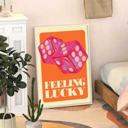 Feeling Lucky Pink Dice Art Canvas Poster, Trendy Wall Art, Apartment Aesthetic Decor, Retro Home Printed Gift - thumbnail 3