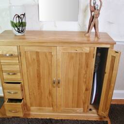 Solid Oak Extra Large Shoe Cupboard 901 - thumbnail 3