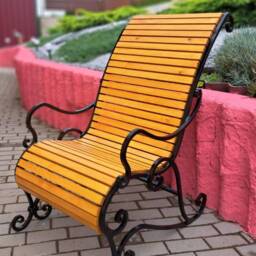 Forged Patio Chaise Longue. Wrought Iron Forged Chair, Wrought Stool, Garden Steel Lounge Unique Chair - thumbnail 2