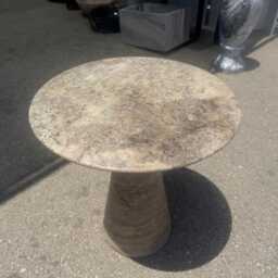 Custom Silver Travertine Coffee Table, Conic Base Marble Accent Modern Minimalist Sculptural End Handcrafted Stone Furniture - thumbnail 2