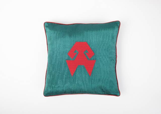 16x16 Green Silk Pillow , Silk Pillow, Hands-On-Hips Embroidery Pillow Cushion Kutnu Decorative Pillowcase - image 1