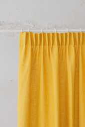 Pencil Pleat Linen Curtain - Mimosa Yellow Window Panel, Soft Washed Natural Drapery, Custom Size, Farmhouse Or Modern Style Curtain
