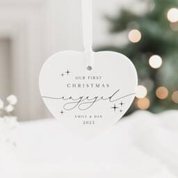 First Christmas Engaged Decoration - As Fiance Keepsake Bauble Gift Ceramic Ornament - thumbnail 2