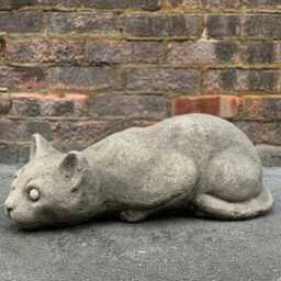 Laying Kitty Statue Concrete Kitten Sculpture Cement Laying Cat Decoration Handmade Ornament Front Door Figurine Cat Lover Gift - thumbnail 1