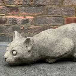 Laying Kitty Statue Concrete Kitten Sculpture Cement Laying Cat Decoration Handmade Ornament Front Door Figurine Cat Lover Gift - thumbnail 4
