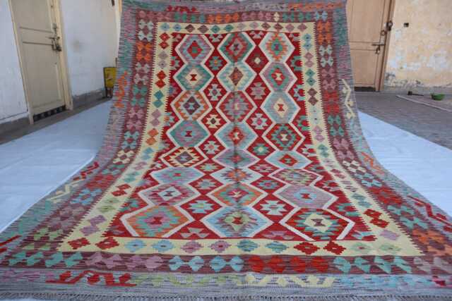 7x10 Kilim Tribal Rug, Afghan Chubi Flatweave Area Brand New Kilim, Maimana Oriental Turkmen Rug For Bedroom, Livingroom - image 1