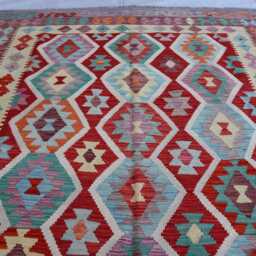 7x10 Kilim Tribal Rug, Afghan Chubi Flatweave Area Brand New Kilim, Maimana Oriental Turkmen Rug For Bedroom, Livingroom - thumbnail 3