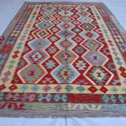 7x10 Kilim Tribal Rug, Afghan Chubi Flatweave Area Brand New Kilim, Maimana Oriental Turkmen Rug For Bedroom, Livingroom - thumbnail 2