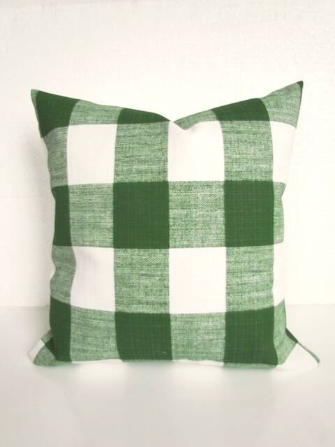 Green Buffalo Check Outdoor Pillows Green Check Outdoor Throw Pillow Covers Pillows 16 18 20x20 All Sizes - image 1