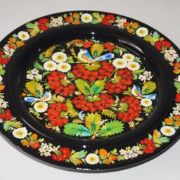 Wall Decor Plate Gift Idea For Mother Folk Art Wooden Hand Painted Ukrainian Petrykivka Decorative - thumbnail 2