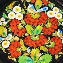 Wall Decor Plate Gift Idea For Mother Folk Art Wooden Hand Painted Ukrainian Petrykivka Decorative - thumbnail 3