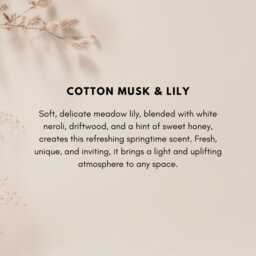 Cotton Musk & Lily Soy Candle Floral Scent Natural Gift Spa Day Relaxing Spring Home Decor Vegan For Her - thumbnail 4
