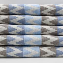 "Herringbone Towel, Blue & Brown Towel, Zigzag Towel, Double Face Towel, 36""x69" - thumbnail 2