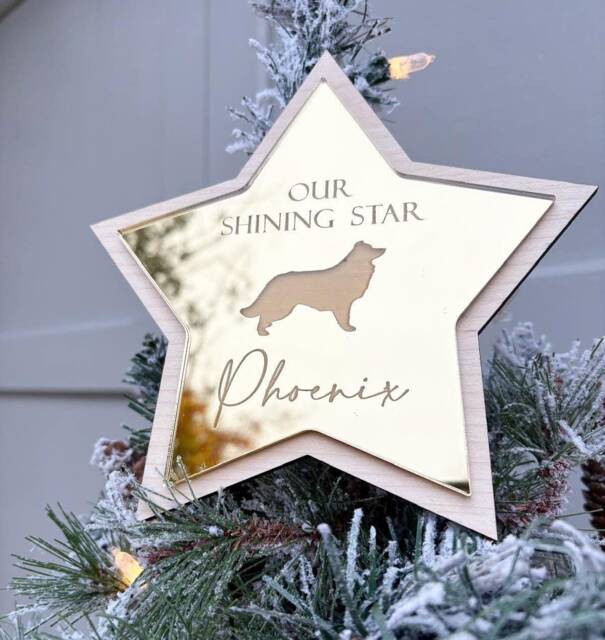Dog Christmas Tree Topper - Personalised Memorial Star For Pet Remembrance Gift - image 1