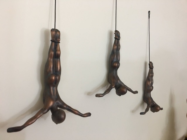 3 Piece Diving Sculpture Wall Art Gift For Home Decor Interior Design Man Contemporary Artwork Bronze Antique - image 1