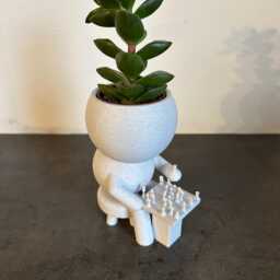"Chess Player Succulent Planter Airplant Holder Cactus Plant Pot ""Wee Jimmy Solo Chess" - thumbnail 2