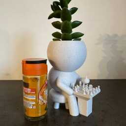 "Chess Player Succulent Planter Airplant Holder Cactus Plant Pot ""Wee Jimmy Solo Chess" - thumbnail 3