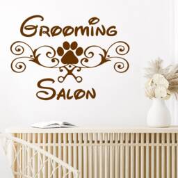 Grooming Salon Wall Decal Animals Vinyl Sticker Decals Petshop Dog Scissors Comb Decor Art Logo Design Interior C146 - thumbnail 3