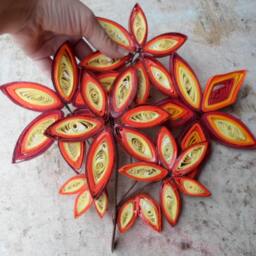 Fall Leaves Paper Quilling Wall Art Orange Yellow Autumn Decor - thumbnail 3
