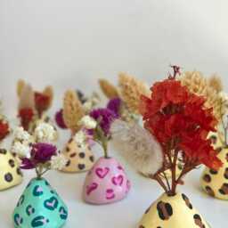Mini Leopard Print Vases Colorful Handmade Decor - Small Handcrafted With Dried Flowers Home Gift, Shelf - thumbnail 2