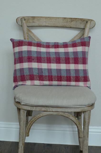 14x20 Lumbar The Widow's Mite Project Spring Collection Pink & Grey Plaid Pillow Cover - image 1