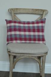 14x20 Lumbar The Widow's Mite Project Spring Collection Pink & Grey Plaid Pillow Cover - thumbnail 1