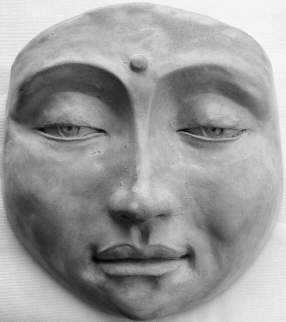 Handmade Zen Buddha Mask-style Wall Sculpture, Real Art For Home Decor - image 1