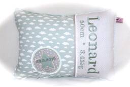 Cute Name Pillow in Mint Green With Clouds - thumbnail 1