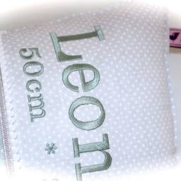 Cute Name Pillow in Mint Green With Clouds - thumbnail 3