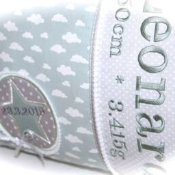 Cute Name Pillow in Mint Green With Clouds - thumbnail 4