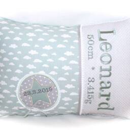 Cute Name Pillow in Mint Green With Clouds - thumbnail 2